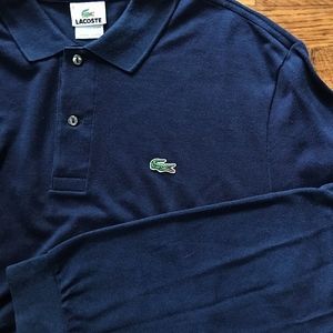 LACOSTE Long-sleeve L.12.12 Navy Polo Shirt